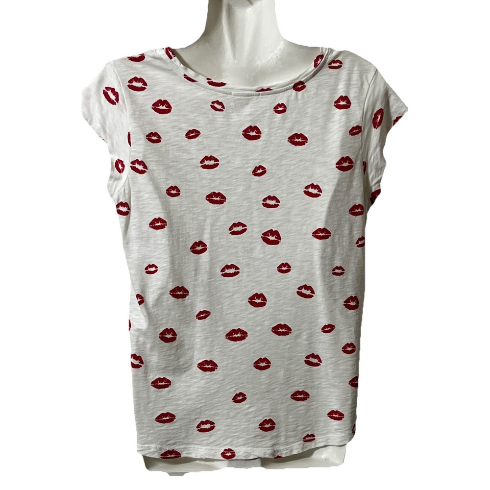 Joie Dillan Red Lips Top XS‎ USA Kiss Love Romance Funky Simple Bimbo Breathable - Picture 5 of 6